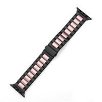 Stalen schakelband - Zwart met roze - Geschikt voor Apple watch 38mm / 40mm / 41mm / 42mm - thumbnail