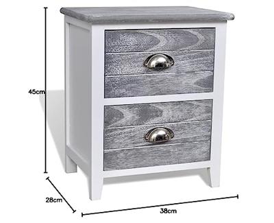 Nachtkastjes 2 st met 2 lades grijs en wit