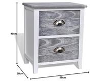 Nachtkastjes 2 st met 2 lades grijs en wit - thumbnail
