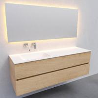 Badkamermeubel Solid Surface AQS Oslo 150x46 cm Links Wood Washed Oak Boss & Wessing - thumbnail