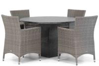 Garden Collections Dublin/Graniet 120 cm rond dining tuinset 5-delig - thumbnail