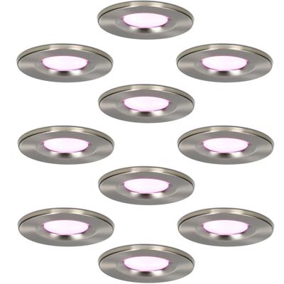 Set van 10 Venezia smart inbouwspots - IP65 waterdicht - 6 Watt 450 lumen - Wifi + Bluetooth - RGBWW - Google Home, Amazon Alexa en Siri - RVS - Plafondspots