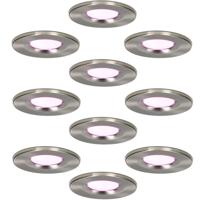 Set van 10 Venezia smart inbouwspots - IP65 waterdicht - 6 Watt 450 lumen - Wifi + Bluetooth - RGBWW - Google Home, Amazon Alexa en Siri - RVS - Plafondspots - thumbnail