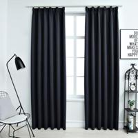 VidaXL Gordijnen verduisterend met haken 2 st 140x175 cm antraciet - thumbnail