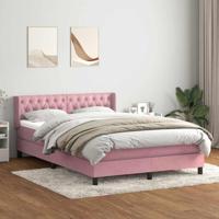 Boxspring met matras fluweel roze 140x220 cm - thumbnail