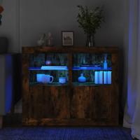 Bijzetkastjes met LED 2 st bewerkt hout gerookt eikenkleurig - thumbnail