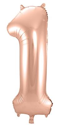 Rosé Goudkleurige Cijferballon cijfer 1 - 86cm