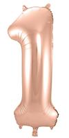 Rosé Goudkleurige Cijferballon cijfer 1 - 86cm - thumbnail