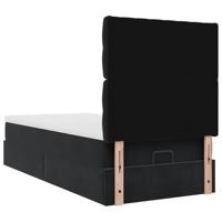 Ottoman bed met matrassen 90x190cm fluweel zwart - thumbnail
