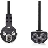 Stroomkabel | Type F (CEE 7/7) Male | IEC-320-C5 | 90° Gehoekt | Recht | Vernikkeld | 2.00 m | Rond | PVC | Zwart - thumbnail