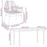 5-delige Tuinset poly rattan glas bruin - thumbnail