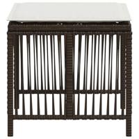 Tuinkrukken 4 st met kussens 41x41x36 cm poly rattan bruin - thumbnail