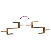 Wandschap 104x15x49 cm bewerkt hout oud houtkleurig - thumbnail