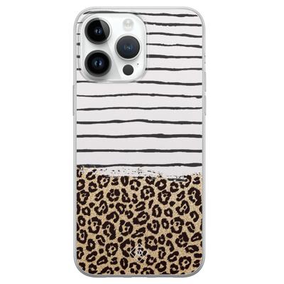 iPhone 14 Pro Max siliconen hoesje - Leopard lines
