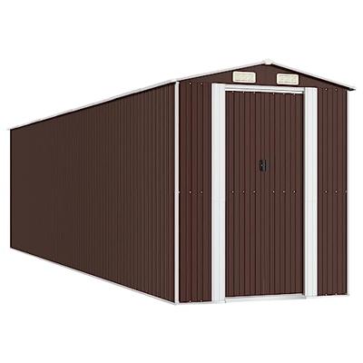 Tuinschuur 192x772x223 cm gegalvaniseerd staal donkerbruin