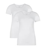 2-pak bamboe ondershirts dames - Korte mouw - Kate - T-shirt bamboe ronde hals - S - Wit - S - S - S - S - S - S - S - S - S - S - S - S - thumbnail