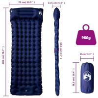 VidaXL Kampeermatras met kussen zelfopblazend 1-persoons marineblauw - thumbnail