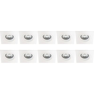 Vierkante GU10 Inbouwspots 10 Stuks - Wit Aluminium - 93mm