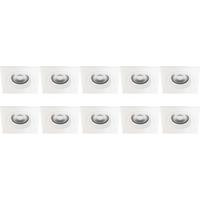 Vierkante GU10 Inbouwspots 10 Stuks - Wit Aluminium - 93mm - thumbnail