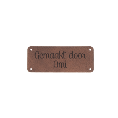 Leren label 'Gemaakt door Omi' 20x50mm - 3 stuks Leren label 'Gemaakt door Omi' 20x50mm - 3 stuks