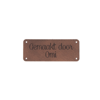 Leren label 'Gemaakt door Omi' 20x50mm - 3 stuks - thumbnail