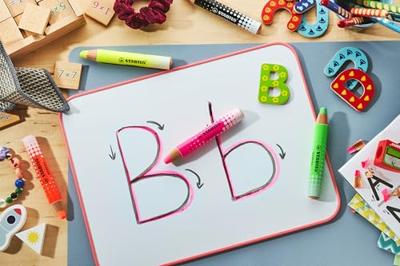 Whiteboardpotlood stabilo markdry 4st neon kleuren