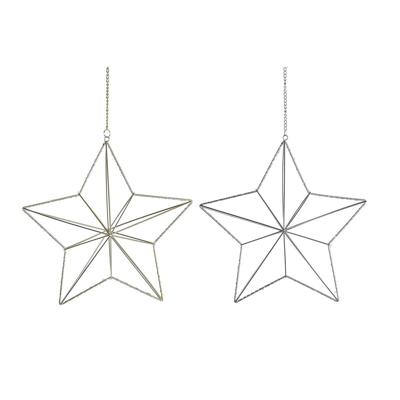 Kerstversiering DKD Home Decor Metaal Ster (2 Stuks) (30 x 11 x 30 cm)