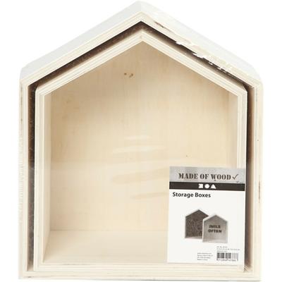 Creativ Company Showdozen, huizen, h: 22,5+25 cm, d: 12,5 cm, b: 19,5+22,5 cm, 2 stuk/ 1 set