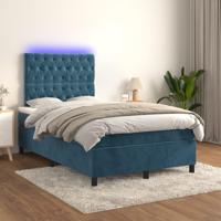 Boxspring met matras en LED fluweel donkerblauw 120x200 cm - thumbnail