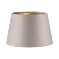 Fluweel - Velvet Lampenkap - Conisch - Grey + goud - Luxe stijl - ø20 x 13 cm - E27 fitting - voor tafellampen - voor woonkamer en eetkamer - thumbnail