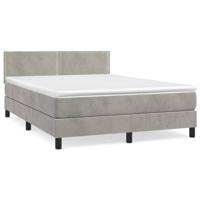 Boxspring met matras fluweel lichtgrijs 140x200 cm - thumbnail