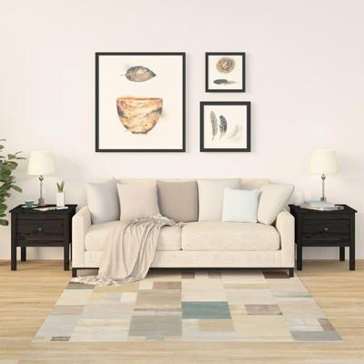 Bijzettafels 2 st 50x50x49 cm massief grenenhout zwart Bijzettafels 2 st 50x50x49 cm massief grenenhout zwart