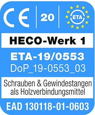 HECO TOPIX-plus schroeven - platkop verzinkt - 6x160/72 mm - Torx T-30 (HD30) - deeldraad - 100 st