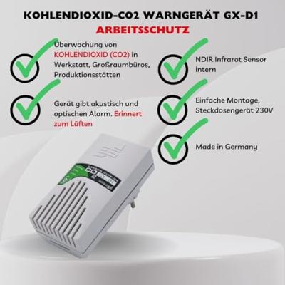 Schabus GX-D1 Kooldioxidemelder Met interne sensor werkt op het lichtnet Detectie van Binnenlucht Schabus GX-D1 Kooldioxidemelder Met interne sensor werkt op het lichtnet Detectie van Binnenlucht