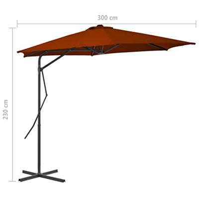 Parasol met stalen paal 300x230 cm terracottakleurig