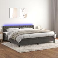 Boxspring met matras en LED fluweel donkergrijs 200x200 cm - thumbnail