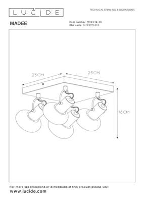 Lucide MADEE - Plafondspot - 4xE14 - Zwart