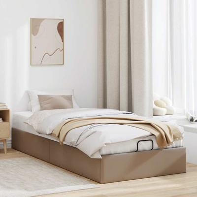 Bedframe zonder matras 100x200 cm kunstleer cappuccinokleurig