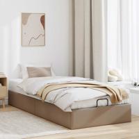 Bedframe zonder matras 100x200 cm kunstleer cappuccinokleurig - thumbnail