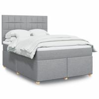Boxspring met matras stof lichtgrijs 140x190 cm - thumbnail