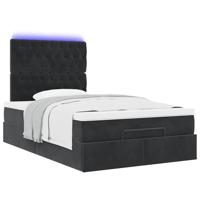 Ottoman bed met matras en LED's 120x190 cm stof zwart - thumbnail