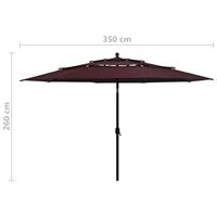 VidaXL Parasol 3-laags met aluminium paal 3,5 m bordeauxrood - thumbnail