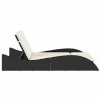 Ligbed met kussens 114x205x73 cm poly rattan zwart - thumbnail