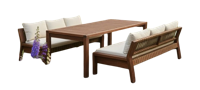 Zambra dining bench set 3pcs olive braided/acacia dark teak look Eurofar - Eurofar - thumbnail