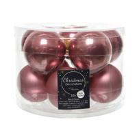 Decoris kerstballen glas roze 6cm 10st - thumbnail