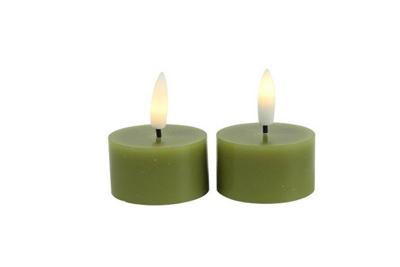 Theelicht rustiek LED rond Lyon lichtgroen 2 stuks hoogte 5,2 x 4 cm Theelicht rustiek LED rond Lyon lichtgroen 2 stuks hoogte 5,2 x 4 cm