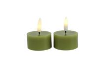 Theelicht rustiek LED rond Lyon lichtgroen 2 stuks hoogte 5,2 x 4 cm - thumbnail