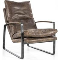 Eleonora Leren Fauteuil 'Lex' kleur donkerbruin leder - thumbnail