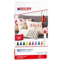 Edding textielpen 4600, set van 10 stuks in geassorteerde kleuren - thumbnail