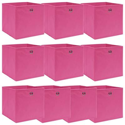 VidaXL Opbergboxen 10 st 32x32x32 cm stof roze